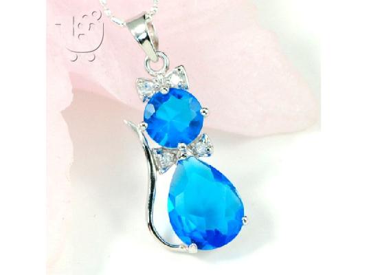 PoulaTo: BLUE TOPAZ Quartz, λευκα συνθετικα ζιργκον & ασημι !!!!